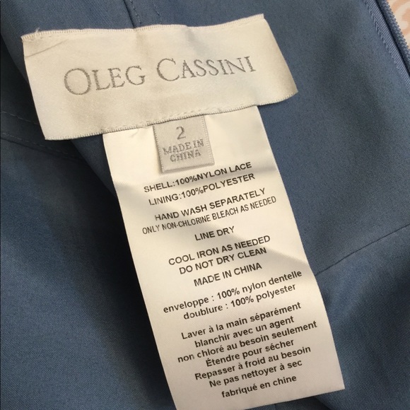 Oleg Cassini Baby Blue Embroidered Illusion Halter - Picture 6 of 8